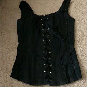 Black ‘corset like’ zip up top with straps